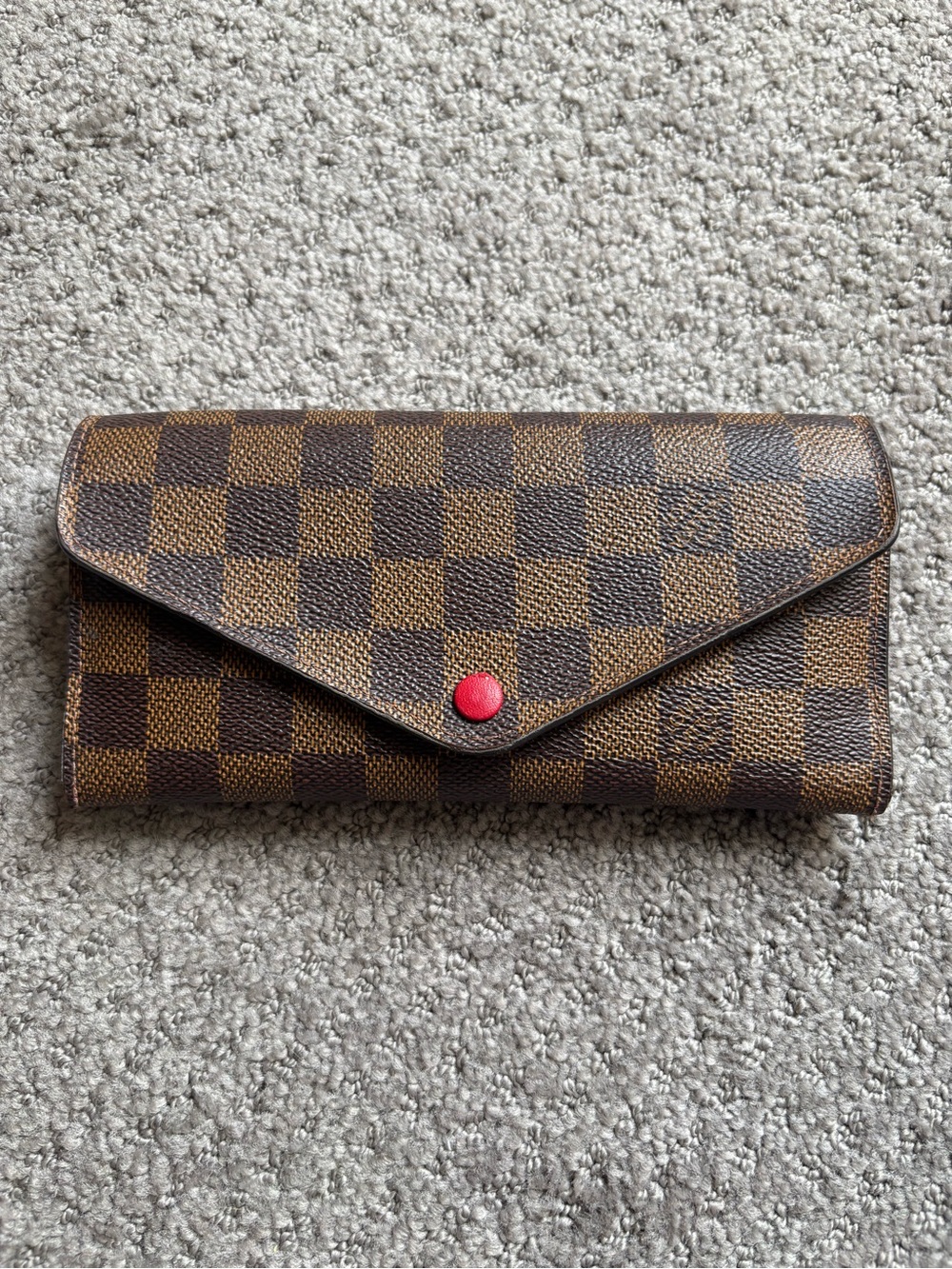 Classic Brown Check Josephine Envelope Wallet with Red Accent
